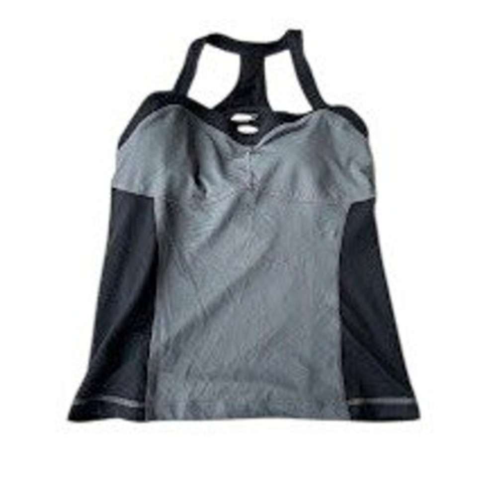 Tek Gear Womens XL Gray Black Colorblock Racerback Tank Top Built-in Bra NEW